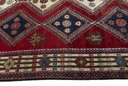Close-up detail of 2000s Shiraz rug from Iran / Persia showing Wool weave
