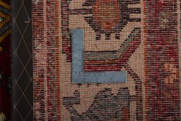 Close-up detail of 2000s Shiraz rug from Iran / Persia showing Wool weave