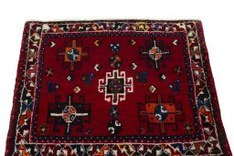 Surface texture of 2000s Shiraz rug with natural Wool and intricate pattern