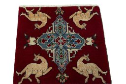 Surface texture of 2000s Shiraz rug with natural Wool and intricate pattern