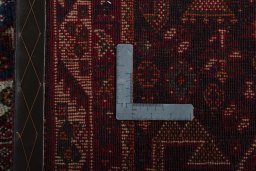 Surface texture of 1970s Shiraz rug with natural Wool and intricate pattern