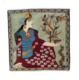 Full view of 2000s Shiraz rug from Iran / Persia, 62 × 62 cm in Red tones