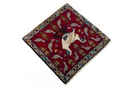 Close-up detail of 2000s Shiraz rug from Iran / Persia showing Wool weave