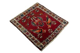 Close-up detail of 2000s Shiraz rug from Iran / Persia showing Wool weave