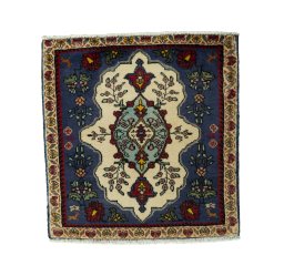 Full view of 2000s Shiraz rug from Iran / Persia, 68 × 64 cm in Red tones