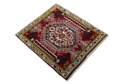 Close-up detail of 2000s Shiraz rug from Iran / Persia showing Wool weave