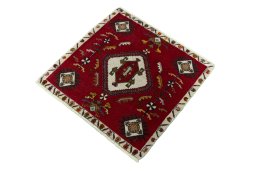 Corner detail of 2000s Shiraz rug showing border pattern and Wool pile