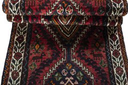 Full view of 2000s Shiraz rug from Iran / Persia, 202 × 82 cm in Red tones