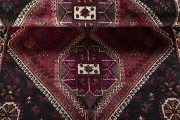 Full view of 2000s Shiraz rug from Iran / Persia, 160 × 107 cm in Red tones