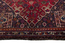 Close-up detail of 2000s Shiraz rug from Iran / Persia showing Wool weave