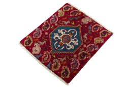 Corner detail of 2000s Shiraz rug showing border pattern and Wool pile