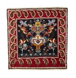 Full view of 2000s Shiraz rug from Iran / Persia, 61 × 62 cm in Blue tones