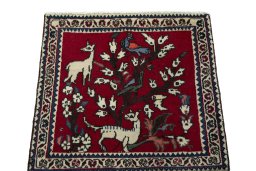Surface texture of 2000s Shiraz rug with natural Wool and intricate pattern