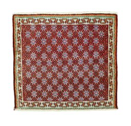 Full view of 2000s Shiraz rug from Iran / Persia, 60 × 66 cm in Red tones