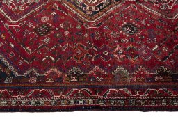 Full view of 2000s Shiraz rug from Iran / Persia, 264 × 173 cm in Red tones