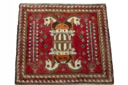 Surface texture of 2000s Shiraz rug with natural Wool and intricate pattern