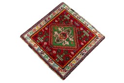 Corner detail of 2000s Shiraz rug showing border pattern and Wool pile