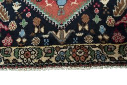 Close-up detail of New Shiraz rug from Iran / Persia showing Wool weave