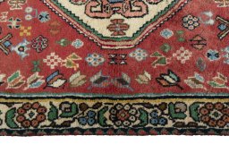 Full view of New Shiraz rug from Iran / Persia, 177 × 72 cm in Red tones