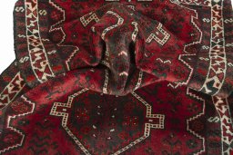 Close-up detail of 2000s Shiraz rug from Iran / Persia showing Wool weave
