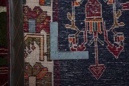 Close-up detail of 2000s Shiraz rug from Iran / Persia showing Wool weave