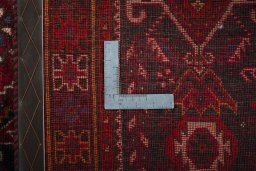 Surface texture of 2000s Shiraz rug with natural Wool and intricate pattern