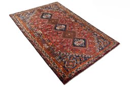 Close-up detail of 1970s Shiraz rug from Iran / Persia showing Wool weave