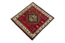 Close-up detail of 2000s Shiraz rug from Iran / Persia showing Wool weave