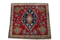 Surface texture of 2000s Shiraz rug with natural Wool and intricate pattern