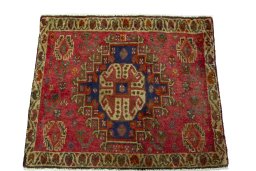 Surface texture of 2000s Shiraz rug with natural Wool and intricate pattern