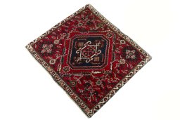 Corner detail of 2000s Shiraz rug showing border pattern and Wool pile
