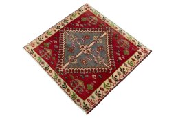 Corner detail of 2000s Shiraz rug showing border pattern and Wool pile