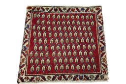 Surface texture of 2000s Shiraz rug with natural Wool and intricate pattern