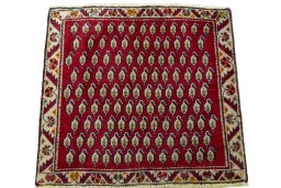 Surface texture of 2000s Shiraz rug with natural Wool and intricate pattern