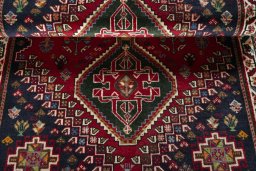 Full view of 2000s Shiraz rug from Iran / Persia, 175 × 110 cm in Red tones
