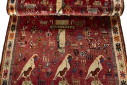 Full view of 2000s Shiraz rug from Iran / Persia, 186 × 108 cm in Red tones