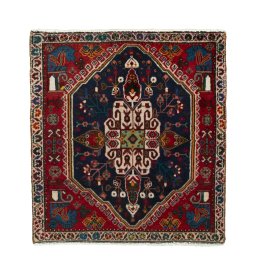 Full view of 2000s Shiraz rug from Iran / Persia, 65 × 60 cm in Blue tones