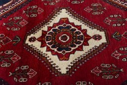 Central medallion detail of 2000s Shiraz rug from Iran / Persia
