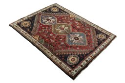 Close-up detail of 2000s Shiraz rug from Iran / Persia showing Wool weave