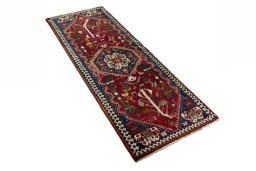 Close-up detail of 2000s Shiraz rug from Iran / Persia showing Wool weave