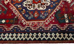 Full view of 2000s Shiraz rug from Iran / Persia, 234 × 87 cm in Red tones