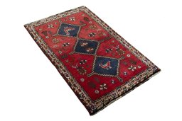 Close-up detail of 2000s Shiraz rug from Iran / Persia showing Wool weave