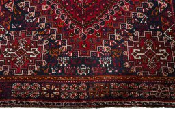 Close-up detail of 2000s Shiraz rug from Iran / Persia showing Wool weave