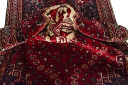 Close-up detail of 2000s Shiraz rug from Iran / Persia showing Wool weave
