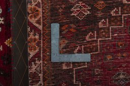 Close-up detail of 2000s Shiraz rug from Iran / Persia showing Wool weave