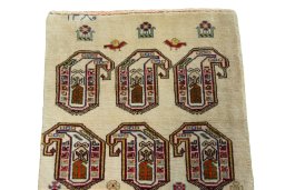 Surface texture of 2000s Shiraz rug with natural Wool and intricate pattern