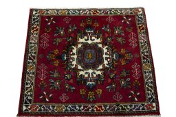 Surface texture of 2000s Shiraz rug with natural Wool and intricate pattern