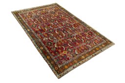 Close-up detail of 2000s Shiraz rug from Iran / Persia showing Wool weave
