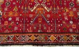 Full view of 2000s Shiraz rug from Iran / Persia, 238 × 140 cm in Red tones