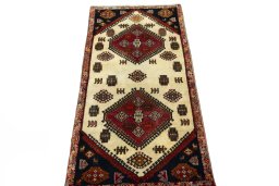Surface texture of 2000s Shiraz rug with natural Wool and intricate pattern